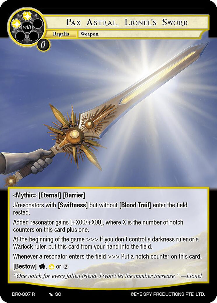 Pax Astral, Lionel's Sword (DRC-007 R) [Descent into the Raven's Catacombs]