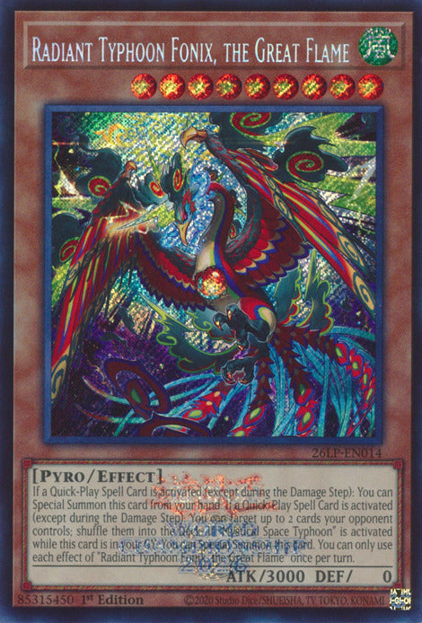 Radiant Typhoon Fonix, the Great Flame (Emblazoned Secret Rare) [26LP-EN014] Secret Rare